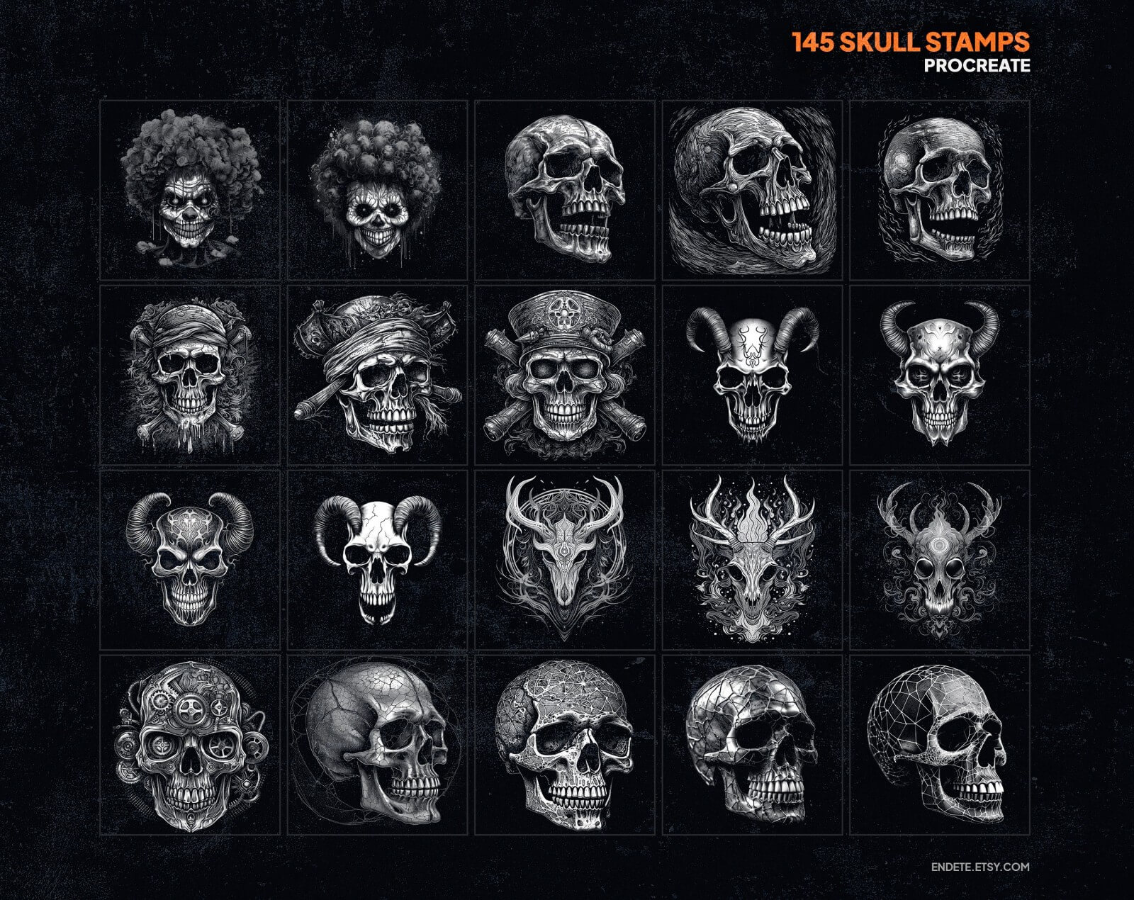Skull Procreate Stamps